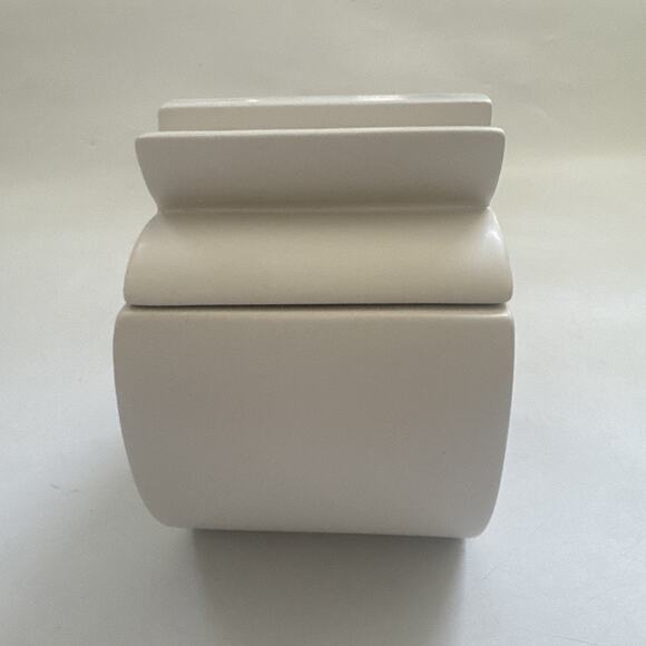 Jonathan Adler Partylite White Pottery APPLE Candle‎ Holder with Lid Home Decor - Picture 2 of 10